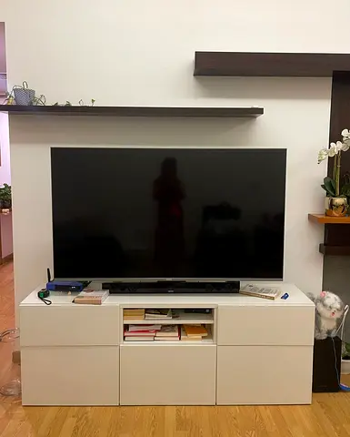 White TV Cabinet with Rotating TV Stand (TV is NOT Included)