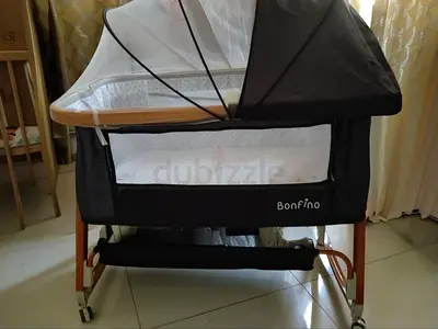 Lightweight portable baby bassinet mattress (polka dot cover) - used