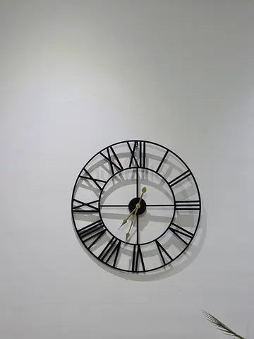 Large Black Metal Roman Numeral Wall Clock - Decorative