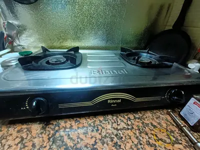 Rinnai 2-Burner Stainless Steel Gas Stove, Regulator and Gas - Used, Working