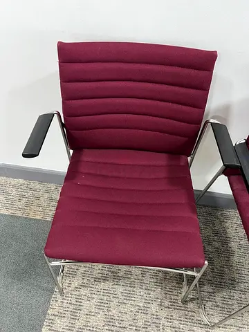 Maroon Upholstered Guest/Waiting Room Chair with Metal Frame
