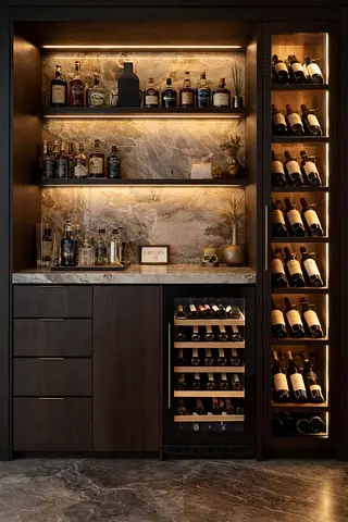 Modern Home Bar and Wine Cellar Cabinet System