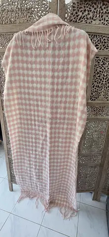 2 shawls, soft beige checked shawl / large scarf