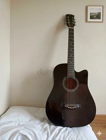 Black Cutaway Acoustic Guitar - Good Condition