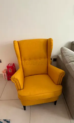 Modern Mustard Yellow Wingback Armchair