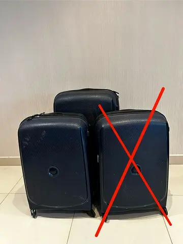 DELSEY Set of 2 Navy Blue Hard-shell Roller Luggage (Medium, Large)