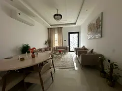 **English Translation:** Fully furnished villa for annual rent, consisting of 4 master bedrooms, a m