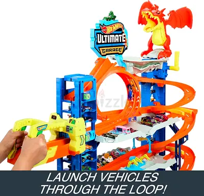 Hot Wheels-style Ultimate Garage Track Set with Loop and Launcher