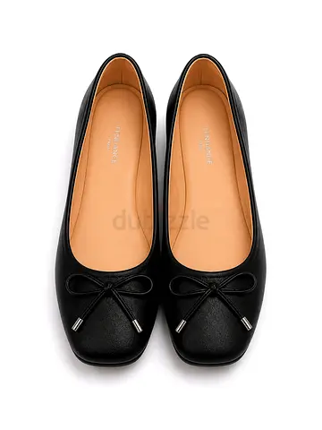 Black Leather Ballet Flats