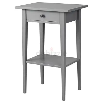 Ikea Grey wooden bedside table with drawer and shelf