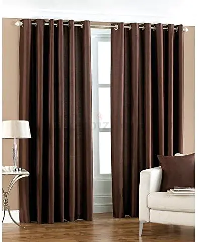 Brown Eyelet Blockout Curtains - Set of 2 Panels (Ready to Hang)