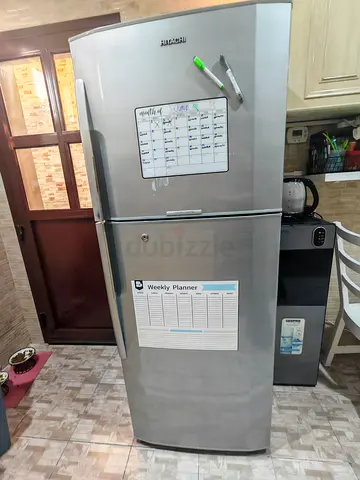 Silver Hitachi Fridge and freezer