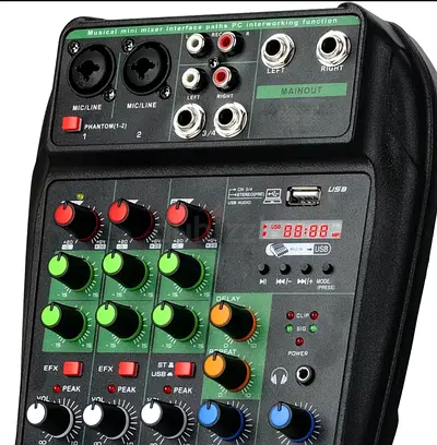 Compact 4-Channel Audio Mixer with USB and Mic Inputs - Good Working Condition