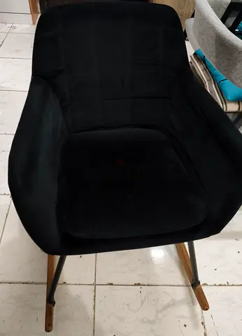 Black Velvet Dining/Accent Chair with Wooden Legs