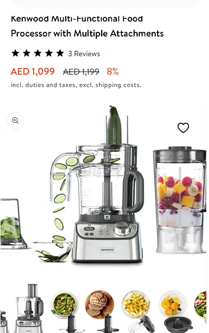 Kenwood FDM788ba MultiPro Food Processor with 1.5L Blender — 3L Bowl, 1000W