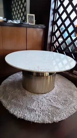Round Marble Lounge Table with Gold Base on $%! Rug