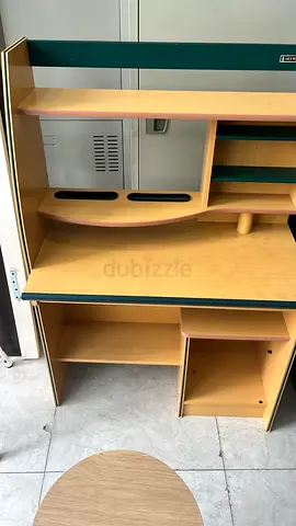 Lightwood Study Desk with Shelves and Hutch - Good Condition