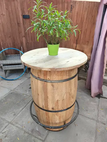 Wooden Outdoor Barrel Bar Table