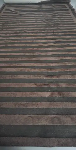 Brown and Charcoal Striped Plush Area Rug - Large