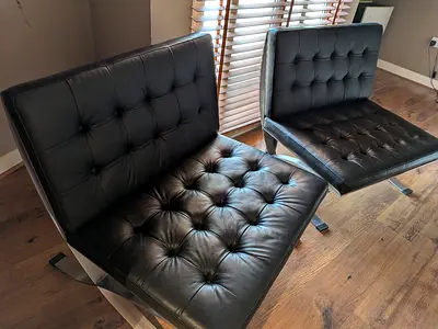Vintage Genuine Leather Lounge Chairs – Pair