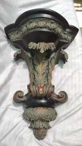 Decorative Carved Wood Wall Mounted Shelf