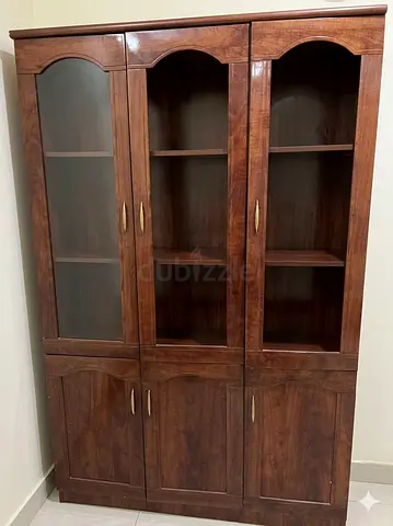 Solid Wood Display Cabinet with Glass Doors - 3 Section
