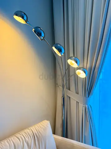 Chrome 5-Arm Arc Floor Lamp - Modern Standing Light
