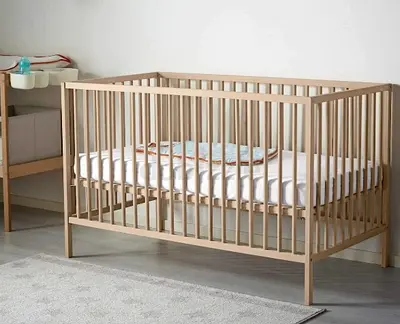 Wooden Baby Crib with Changing Table (Natural Finish)