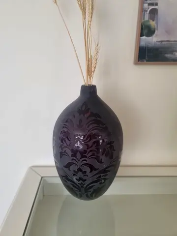 Decorative Purple Glass Vase with Pattern