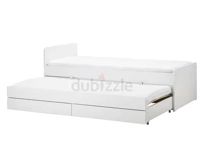 White Trundle Bed with Storage Drawers with mattresses included