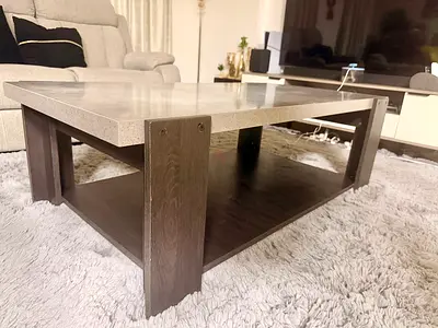 Modern Rectangular Coffee Table with Lower Storage Shelf