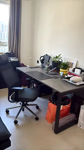 Large solid Office Desk with Ergonomic Chair — Good Condition