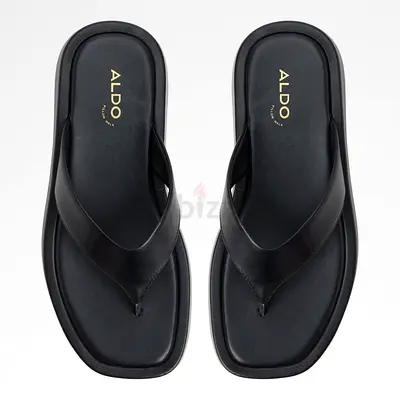 Aldo Grettle Black Leather Womens’s Flip Flops / Sandals
