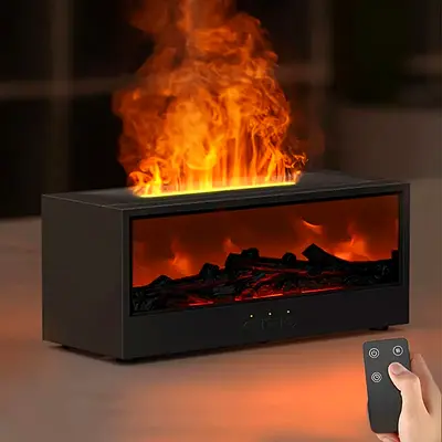 Portable Electric Tabletop Fireplace Heater with Remote