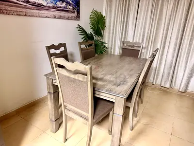 Modern Wooden Dining Table with Six Chairs