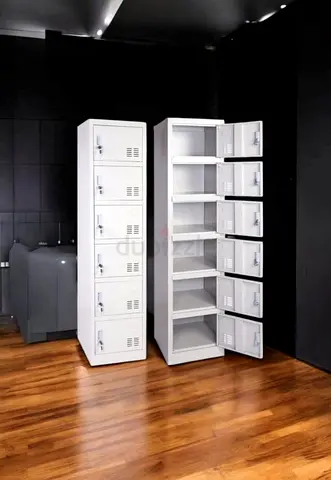 Used Metal Locker Cabinet with Multiple Compartments - White