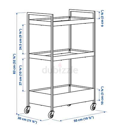 IKEA 3-Tier Rolling Utility Cart / Trolley - Compact Storage on Wheels