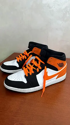 Used Orange, Black and White Mid-top Sneakers (Size 44