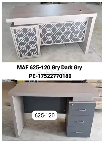 Modern Office Desk with 3-Drawer Pedestal - Grey