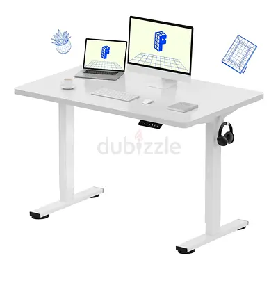 Electric Height Adjustable Standing Desk - White, 2-Leg Motorised