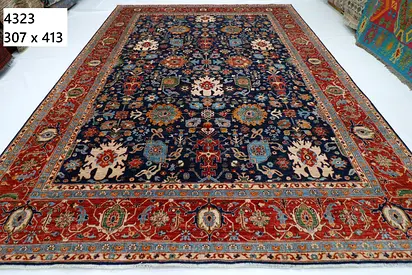 3 x 4 Large Traditional afghan handmade carpet wool veg dye tyle Hand-Knotted Carpet (307 x 413 cm)