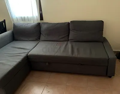 Ikea Grey L-shaped Sofa Bed with Storage