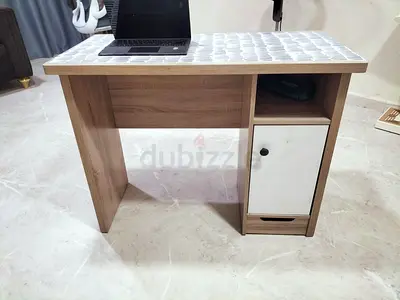 Simple compact study desk with storage - oak finish, size 100x50