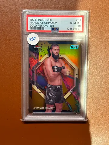 2024 Finest UFC Khamzat Chimaev Gold Interactor PSA 10 - Graded MMA Card numbered to 50