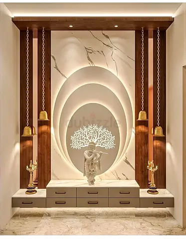 Modern Prayer Unit with Storage and Integrated Lighting