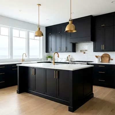 Kitchen Island with White Countertop