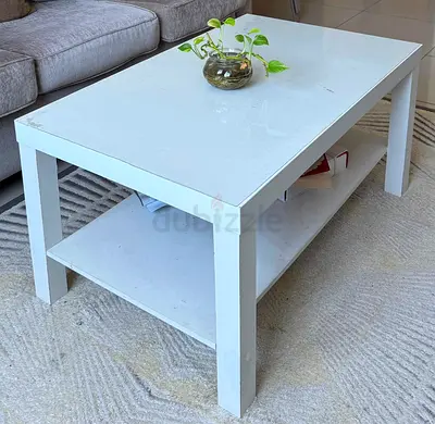 White Wooden Coffee Table with Lower Shelf - Used