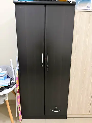 Dark Wood Two Door Wardrobe with Lock