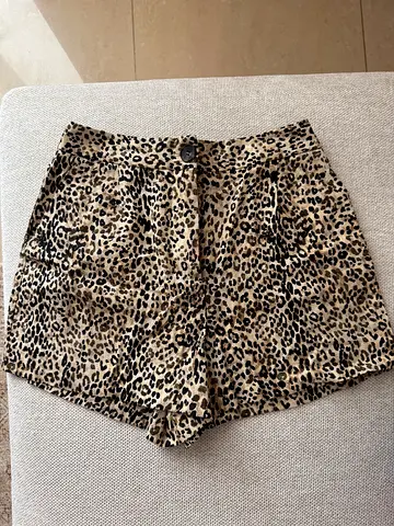 Leopard Print High-Waist Womens Shorts, Size Small