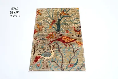 Small rug afghan handmade wool Authentic Hand-Knotted Middle Eastern Carpet with Bird and Tree Motif